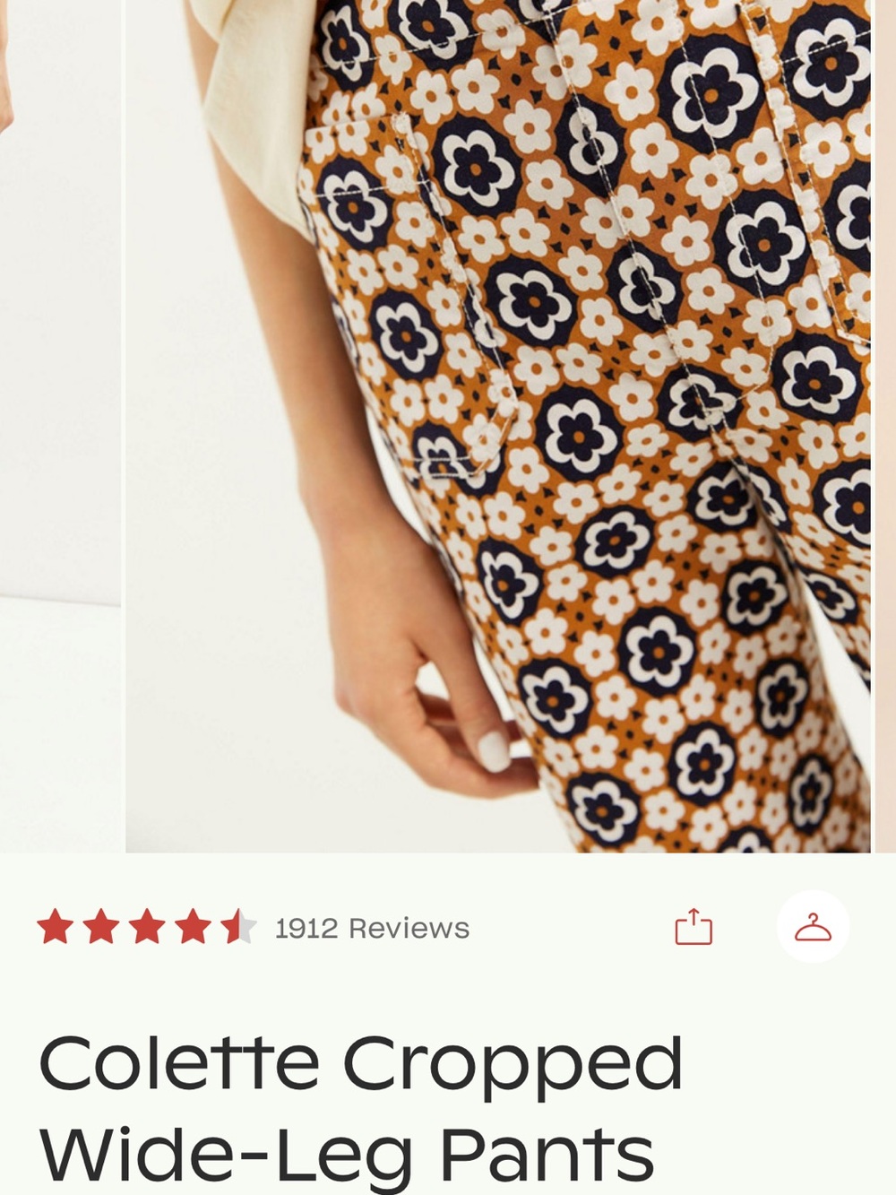 Anthropologie Maeve Colette Cropped Wide-Leg Pants — Black & Tan Floral - Picture 2 of 4